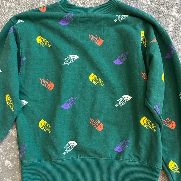 The North Face Colorblock logo recycled cropped sweatshirt in evergreen - Picture 8 of 13
